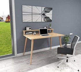 Resim Woodface Kelly Masif Ofis Çalışma Masası 110x60 Doğal Ahşap Tek Raflı Ağaç Ayak 