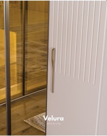 Resim Tress 9 Cam Kapaklı Köşe Gardırop Dolap Krem 