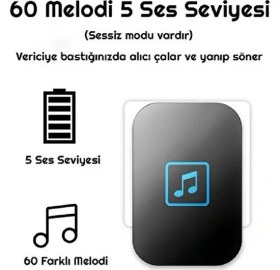 Resim Yenilzd Yenilzdcacazi Su Geçirmez Kablosuz Pil Gerektirmeyen Kapı Zili 