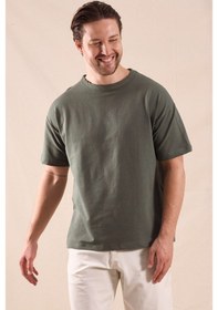 Resim Tonny Black Rahat Kalıp Oversize Kesim T-shirt Erkek Haki T-shirt Tbtshrt020 