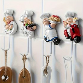 Resim 4 adet Şef Bebek Duvar Dekorasyonu saç tokası; Kalın Şef Mutfak Dekorasyonu; Reçine Duvar saç tokası; Reçine Yapışkan saç tokası; Ev, Bahçe, Garaj Düzenleme Aracı saç tokası, Kullanım Kançaları 