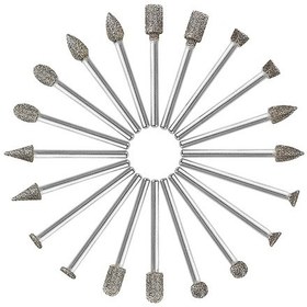 Resim Vkemall 20'li Elmas Uçlu Döner Alet Taşlama Seti - 3mm Şaftlı Evrensel Taş Oyma Uçları 