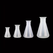 Resim 1 adet Plastik Erlenmeyer Şişesi Dar Boyunlu Konik Üçgen Şişe Kimya Laboratuvar Analiz Aleti Konik Beher 50/100/250/500 ml 