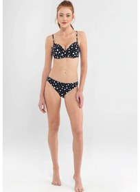 Resim Blackspade Çıkartılabilir Destekli Puantiye Baskılı Siyah Bikini 