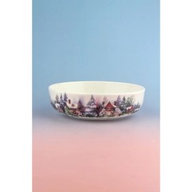 Resim Bursa Porselen Dekor Magical Winter Porselen Salata Kasesi 