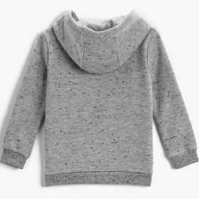 Resim Erkek Bebek Sloganlı Kapüşonlu Sweatshirt Pamuklu 