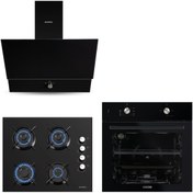 Resim KUMTEL HOME SİYAH CAM ANKASTRE SET 