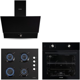 Resim KUMTEL HOME SİYAH CAM ANKASTRE SET 