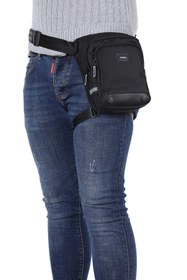 Resim bizoon NP294 Çok Gözlü Reflektörlü Moto Kurye Siyah Bel Ve Bacak Çantası 