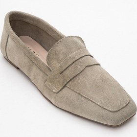 Resim Luvi Shoes Rubra Bej Süet Hakiki Deri Kadın Loafer Ayakkabı Bej Süet 