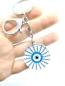 Resim Ennea Art Nazar Boncuğu Çift Taraflı Anahtarlık / Araba Dikiz Ayna Süsü Hediyelik Aksesuar 