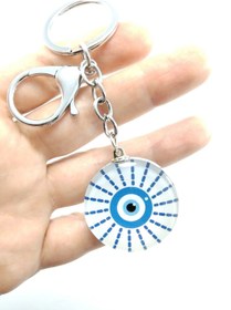 Resim Ennea Art Nazar Boncuğu Çift Taraflı Anahtarlık / Araba Dikiz Ayna Süsü Hediyelik Aksesuar 