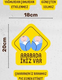 Resim alışveriş kurdu Arabada İkiz Bebek Var Araba-Motosiklet Cam Etiket Sticker - Erkek 