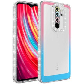 Resim Fibaks Redmi Note 8 Pro Kılıf Simli Renkli Parlak Kamera Lens Korumalı Transparan Kapak 