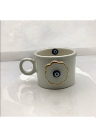 Resim Altın Yaldız Çiçek Nazar Fincan Mug 