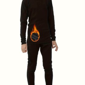 Resim Çocuklar İçin Sıcak Tutan Çift Taraflı Rahat Yuvarlak Yaka Uzun Kollu ve Pantolon Takımı 