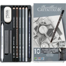 Resim Cretacolor Artino Graphite Eskiz Seti 10 Parça Metal Kutu 40021 