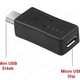 Resim Mini-USB (Erkek) to Micro-USB (Dişi) Data-Şarj Çevirici Adaptör 