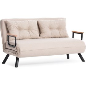 Resim Pafu Sando İkili Keten Katlanır Yataklı Koltuk Koyu Krem Krem 