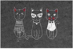 Resim Monnhein Tasarımlı Dekoratif Kapı önü Paspas, Dış Mekan/Ev İçi/Banyo/Mutfak/Yatak Odası/Giriş Paspasları (3 Kedi, 40x60) 