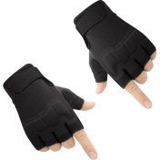 Resim Liangduo Shop A-Siyah Tarzı Xl Boyutu Erkekler Taktik Eldiven Yarım Parmak Bisiklet Eldiven Askeri Ordu Çekim Eldiven Kaymaz Açık Spor Fitness Aksesuarları (Yurt Dışından) 
