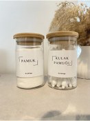Resim FBZhome Bambu Kapak Cam Kulak Pamuğu Ve Pamukluk 250 ml 