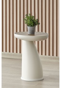 Resim Altınaks Mobilya Elips Sehpa,tekli Sehpa,yan Sehpa,zigon Sehpa - Aytaşı Renk Gövde & Ud Açık Ceviz Desenli Tabla 