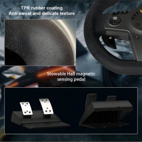 Resim YUES GT10 Direksiyon Seti – 270° Dönüş, Titreşim, Pedal Dahil, PS4/PS3/PC/Xbox One/Series S|X/Switch Uyumlu 