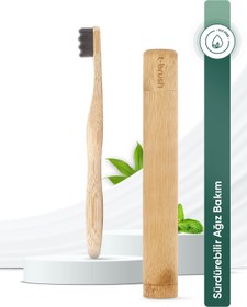 Resim TBRUSH Nano Koyugri Bambu Diş Fırçası - Ultra Soft + Diş Fırçası Saklama / Taşıma Kabı 