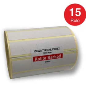 Resim 80X20 Termal Etiket 15 Rulo Barkod Etiketi Kalite Barkod 