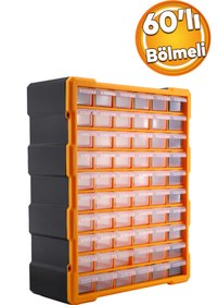 Resim Badem10 Vida Dübel Civata Kutusu Bölmeli Avadanlık Monoblok Çekmeceli 60'lı Takım Çantası Plastik Organizer 