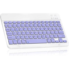Resim TezMax Concord A10 Plus 10.1" Uyumlu Kablosuz Bluetooth Şarj Edilebilir Mini Q Klavye - Mor 