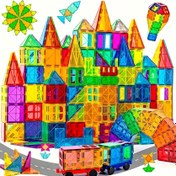 Resim 45/70/110 parça manyetik çocuk oyuncağı, manyetik yığma bloklar, DIY manyetik yapı taşları, eğitici oyuncaklar, renkli, okul sezonu için olmazsa olmaz hediye 