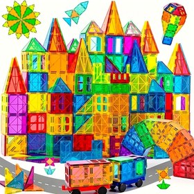Resim 45/70/110 parça manyetik çocuk oyuncağı, manyetik yığma bloklar, DIY manyetik yapı taşları, eğitici oyuncaklar, renkli, okul sezonu için olmazsa olmaz hediye 