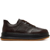 Resim Derimod Erkek Kahverengi Bağcıklı Kalın Tabanlı Deri Sneaker 25WFD641918 