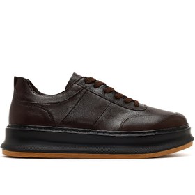 Resim Derimod Erkek Kahverengi Bağcıklı Kalın Tabanlı Deri Sneaker 25WFD641918 
