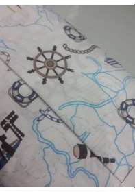 Resim Akfil Poplin Nevresimlik Çok Amaçlı Gemici Marina Desenli Kumaş 