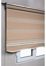 Resim Etekli Kahverengi Pileli Zebra Kaliteli Güneşlik Stor Perde 