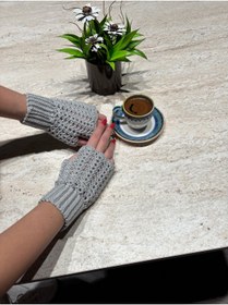 Resim örgü El Yapımı Parmaksız Eldiven/ Ajurlu Şık Tasarım/ Kışlık Kadın Eldiven 