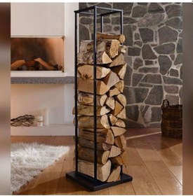 Resim Dik Model Metal Profil Şömine Odunluğu 