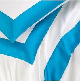 Resim Çift Kişilik Pamuk Saten Nevresim Takımı Beyaz Turkuaz Beyazturkuaz 200 X 220 