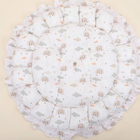 Resim Yuvarlak Babynest - Çift Taraflı - Somon Örgü - Yeşil Gökkuşağı 