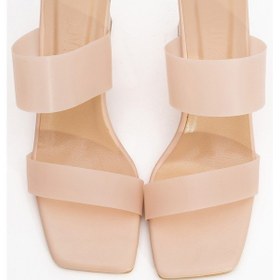 Resim Luvishoes Luvi Shoes Russell Ten Cilt Şeffaf Bantlı Kadın Topuklu Terlik Ten 
