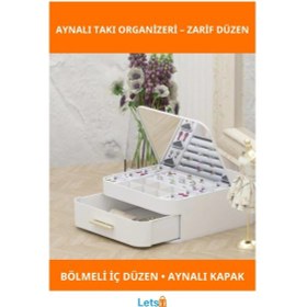 Resim Şık Aynalı Takı Organizeri Modern Depolama Çekmeceli Tasarım 1 Adet 