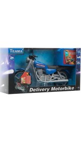 Resim Teama Delivery Motorbike Çek Bırak Kurye Motosikleti TM-61842 Oyuncak Motosiklet Mavi 