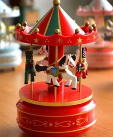 Resim Nostaljik El Yapımı Atlı Karınca Müzik Kutusu Kırmızı Yeşil 