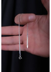 Resim Encili Silver 925 Ayar Gümüş 2,5 Mm İtalyan Ezme Örgü Model Zincir Model Bileklik Gümüş 