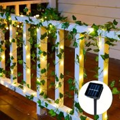 Resim 1 Adet 2m/6.56ft 20LED, 5m/16.4ft 50LED, 10m/32.8ft 100LED Güneş Enerjili Sarmaşıklı Işıklar - Simüle Yeşil Yapraklı Dayanıklı Plastik Bahçe Aydınlatması, Balkon, Düğün, Çit ve Duvar Dekoru için Asılabilir Solar Işıklar, Patio Atmosfer Aydınlatması, Ev Bahçecileri İçin Rahat Ambiyans Işığı 