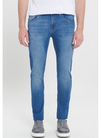 Resim AC&Co / Altınyıldız Classics Ekstra Slim Fit Dar Kesim Pamuklu Riss Erkek Jean Kot Pantolon Lacivert 