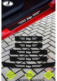 Resim Lada Volga Kapı Ve Bagaj Eşiği Koruyucu Karbon Folyo Çizik Önleyici Sticker Seti Volga Yazılı 